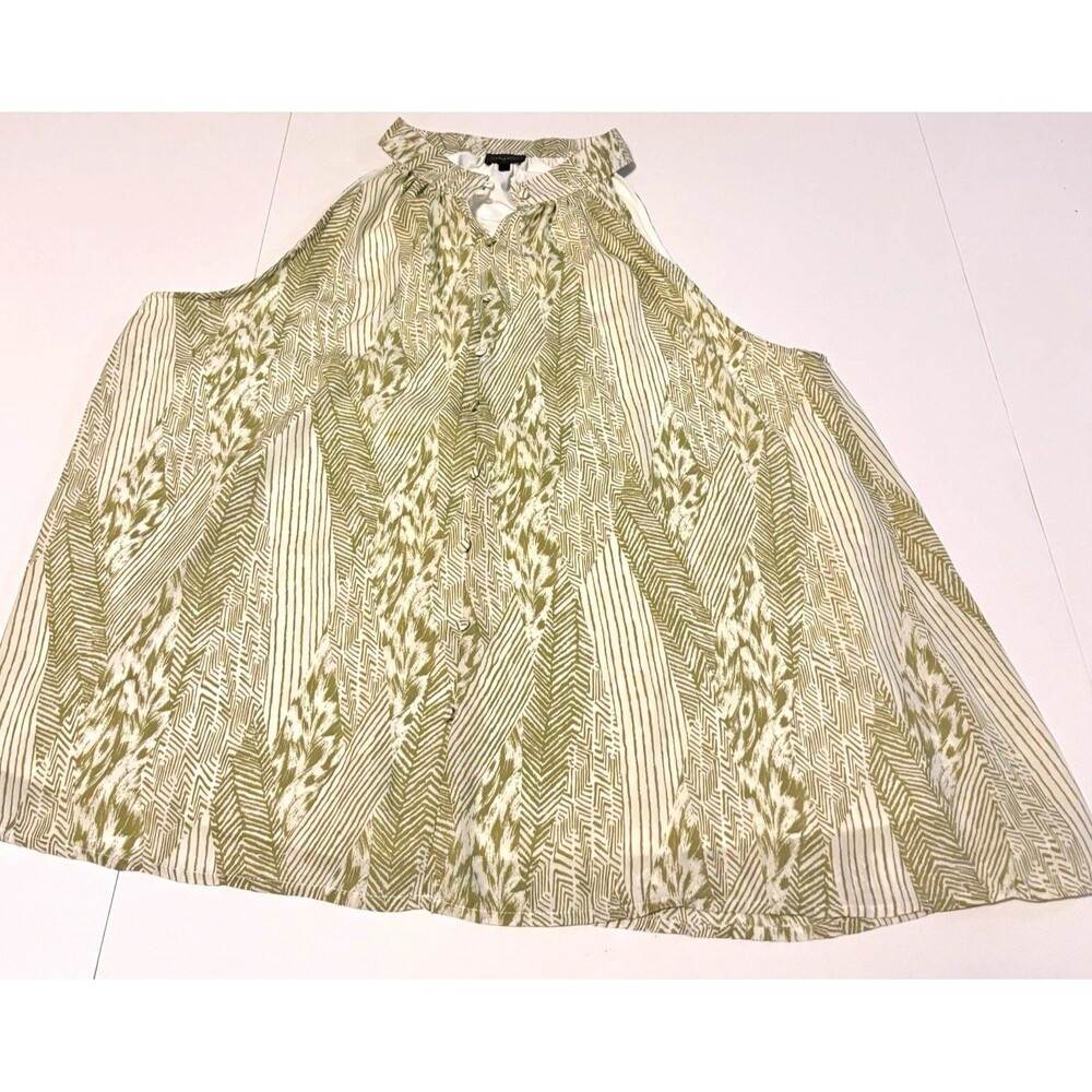 Buckle Black Women’s Blouse XL Green/White Striped Halter Sleeveless Pleated